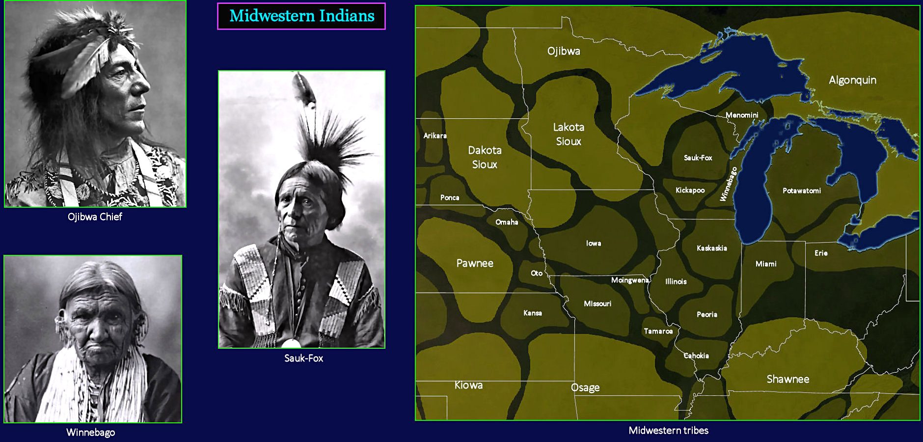 Midwestern tribes, map